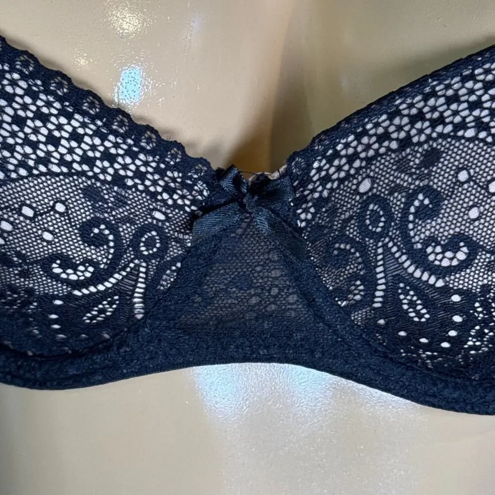 Tahari Multiway Strapless Bra Black Lace Molded Cup Underwire SZ 34C NWT
